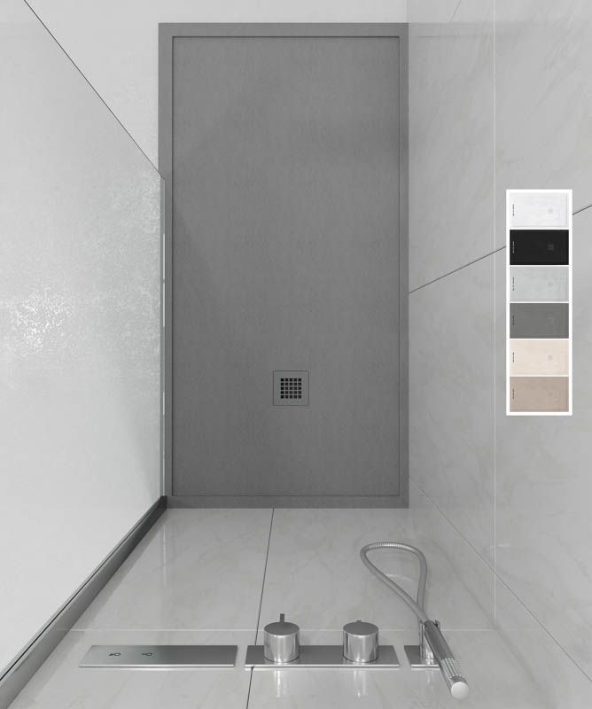 Base de duche moldada em resina ABSOLUTA Cinzento cimento – textura ardósia – antibacteriana e antiderrapante. Cores a escolher. - Image 2