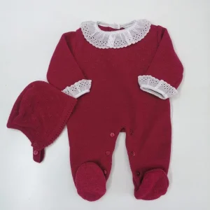 Babygrow com Gola Rendada em Malha Rosa Forte