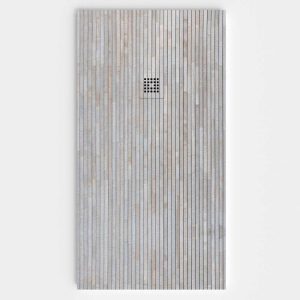 Base de duche em resina com efeito madeira Larch com textura de ardósia – antiderrapante STONE 3D moderna