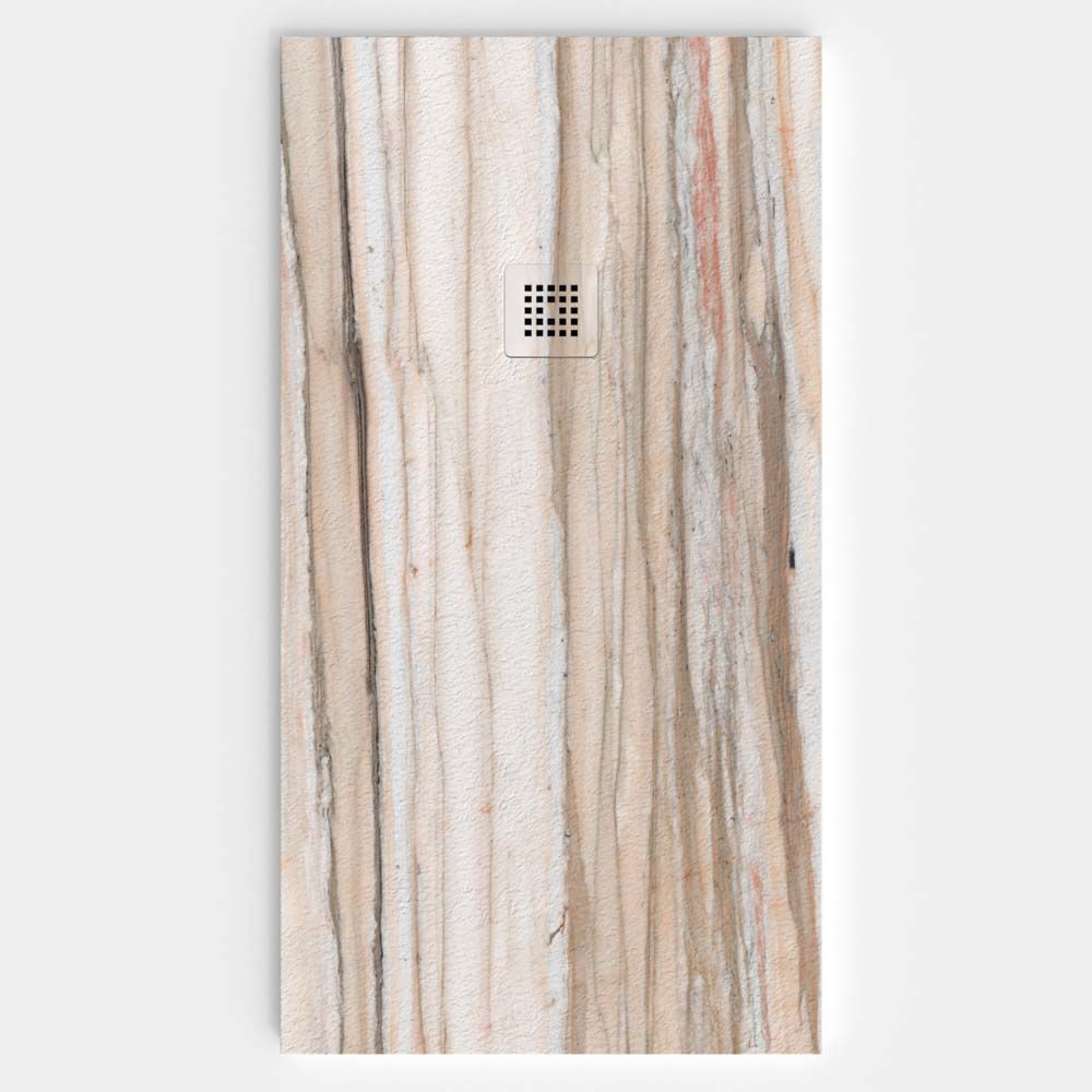 Base de duche em resina com efeito madeira Mahogany com textura de ardósia – antiderrapante STONE 3D moderna