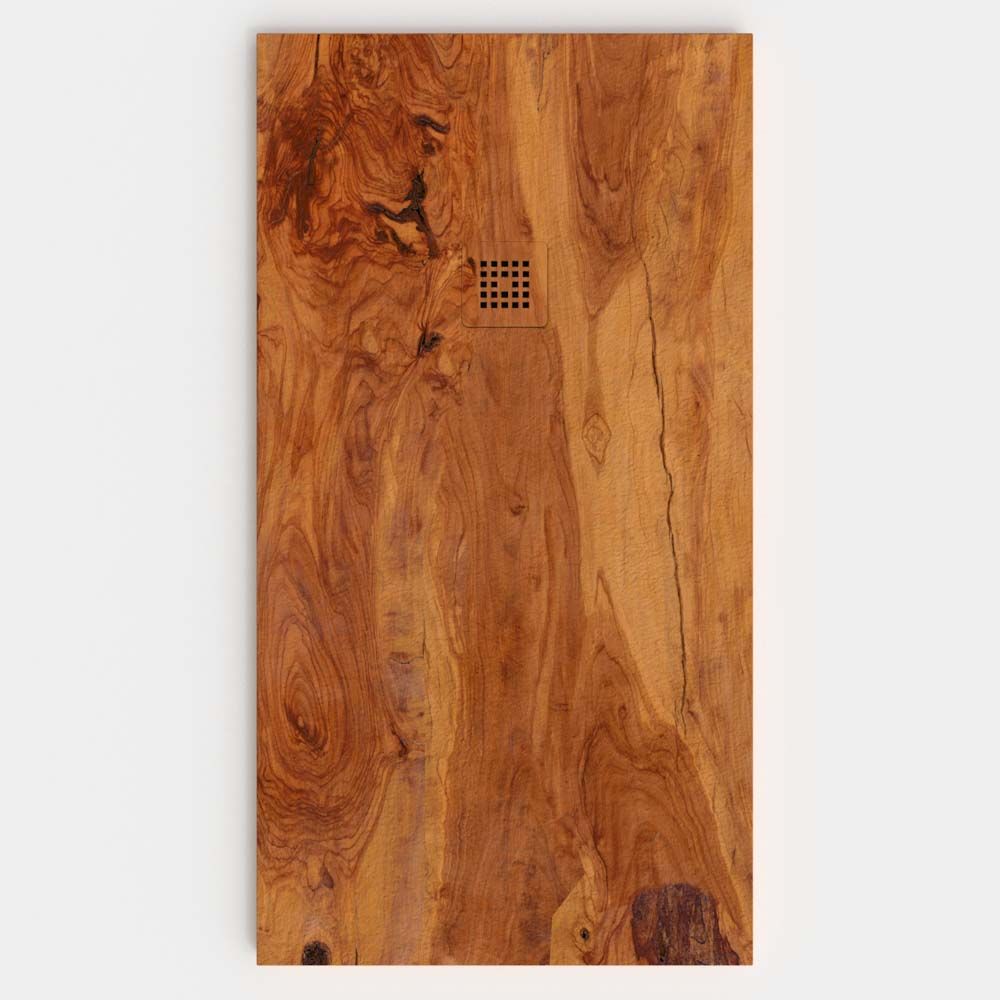 Base de duche em resina com efeito madeira Walnoth com textura de ardósia – antiderrapante STONE 3D moderna - Image 2