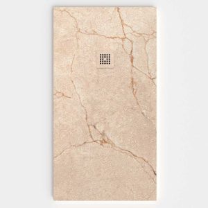 Base de duche em resina com textura de ardósia. Efeito mármore Creme – moderno STONE 3D antiderrapante