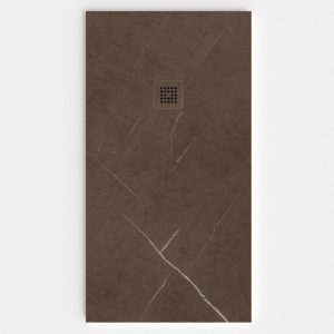 Base de duche em resina com textura de ardósia. Efeito mármore Emperador – moderno STONE 3D antiderrapante