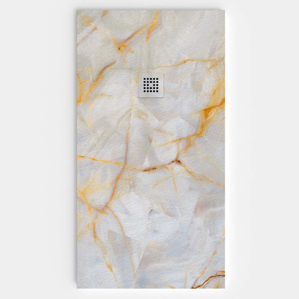 Base de duche em resina com textura de ardósia. Efeito mármore Lux – moderno STONE 3D antiderrapante