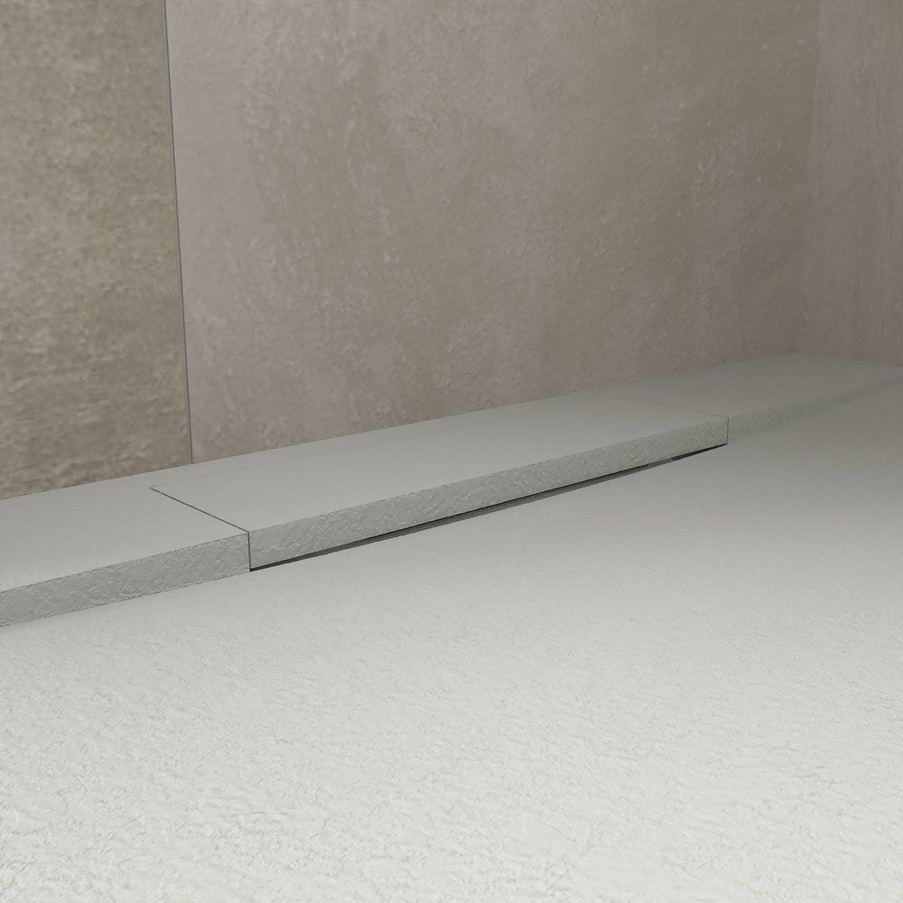 Base de duche em resina PLASTER Arena – RAL 7035 – textura ardósia – antibacteriana e antiderrapante. grade escondida - Image 3