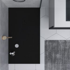 Base de duche em resina AGAPE Preto e outras cores exclusivas – com textura de ardósia – antibacteriana e antiderrapante