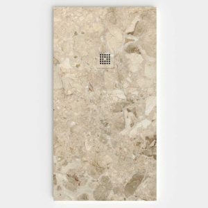 Base de duche em resina com textura de ardósia. Efeito mármore Celle – moderno STONE 3D antiderrapante