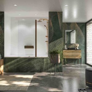 Resguardo de banho ABERTO 1 fixo – 1 painel dobrável 125 cm COBRE MATE