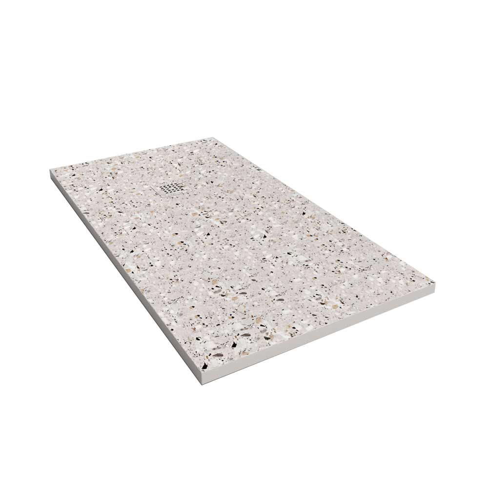 Base de duche em resina com textura de ardósia, acabamento com efeito Terrazzo Egeu e outras cores – antiderrapante STONE 3D moderno - Image 3