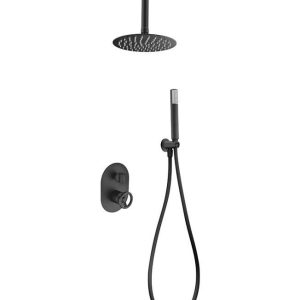 Coluna de duche embutida Vesuvio preto mate [ VAROBATH ]