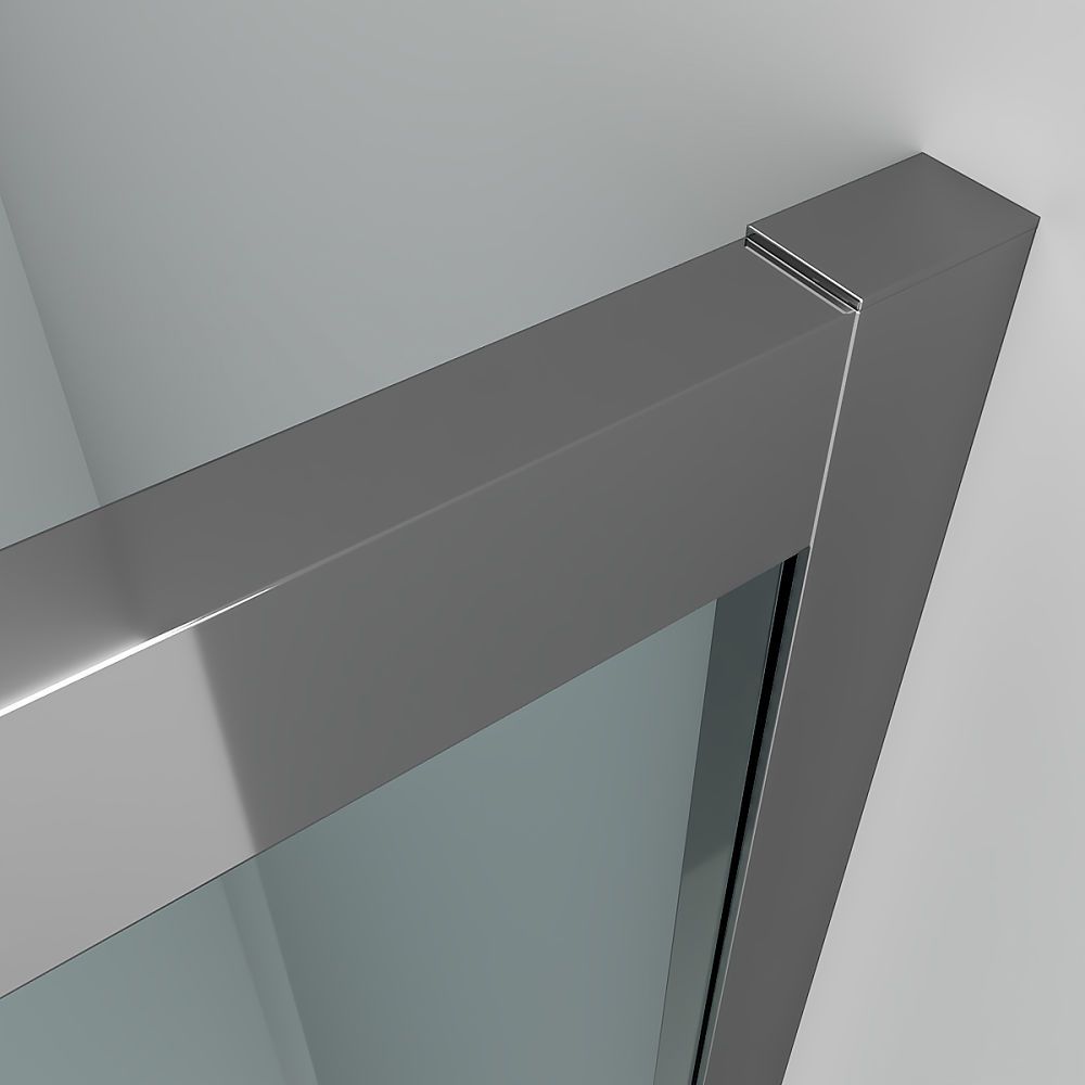 Divisória de duche frontal FLARE 1 painel fixo -1 porta de correr. Sem perfil inferior. Acabamento CROME GLOSS - Image 6