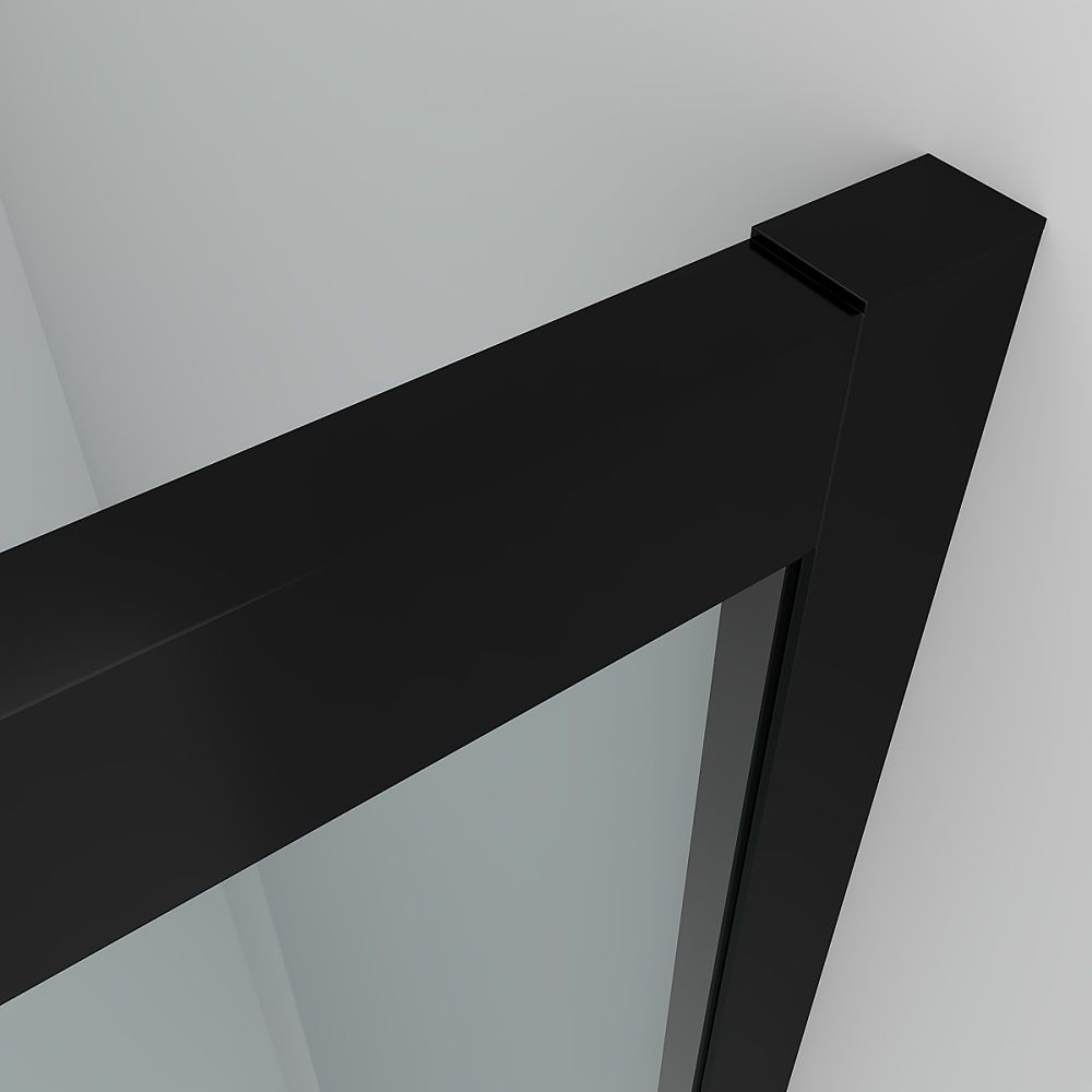 Resguardo de duche frontal FLARE 2 fixas -2 portas de correr com decoração industrial. Sem perfil inferior. Com tratamento anti-calcário. Acabamento PRETO MATE - Image 7