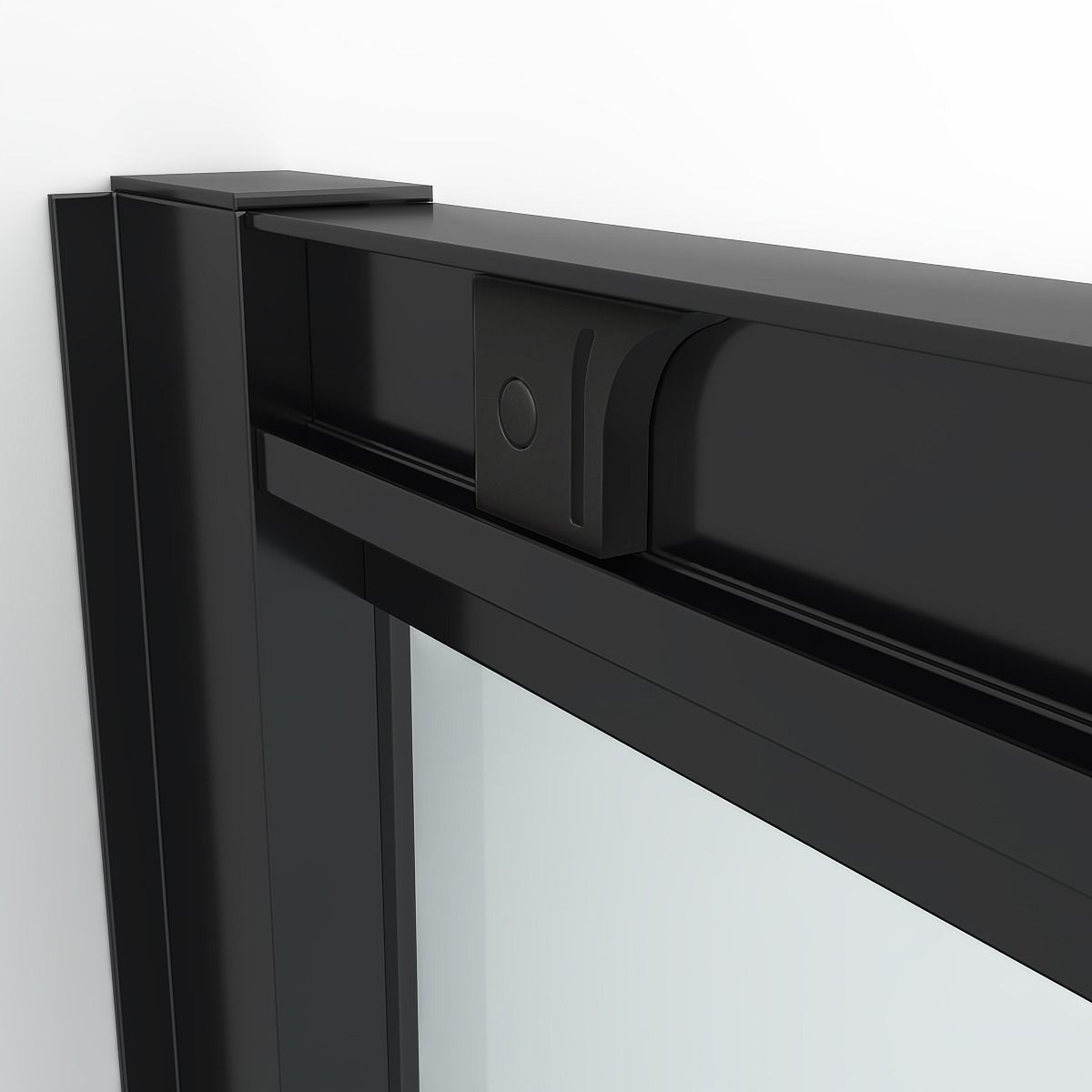Resguardo de duche frontal FLARE 2 fixas -2 portas de correr com decoração industrial. Sem perfil inferior. Com tratamento anti-calcário. Acabamento PRETO MATE - Image 3