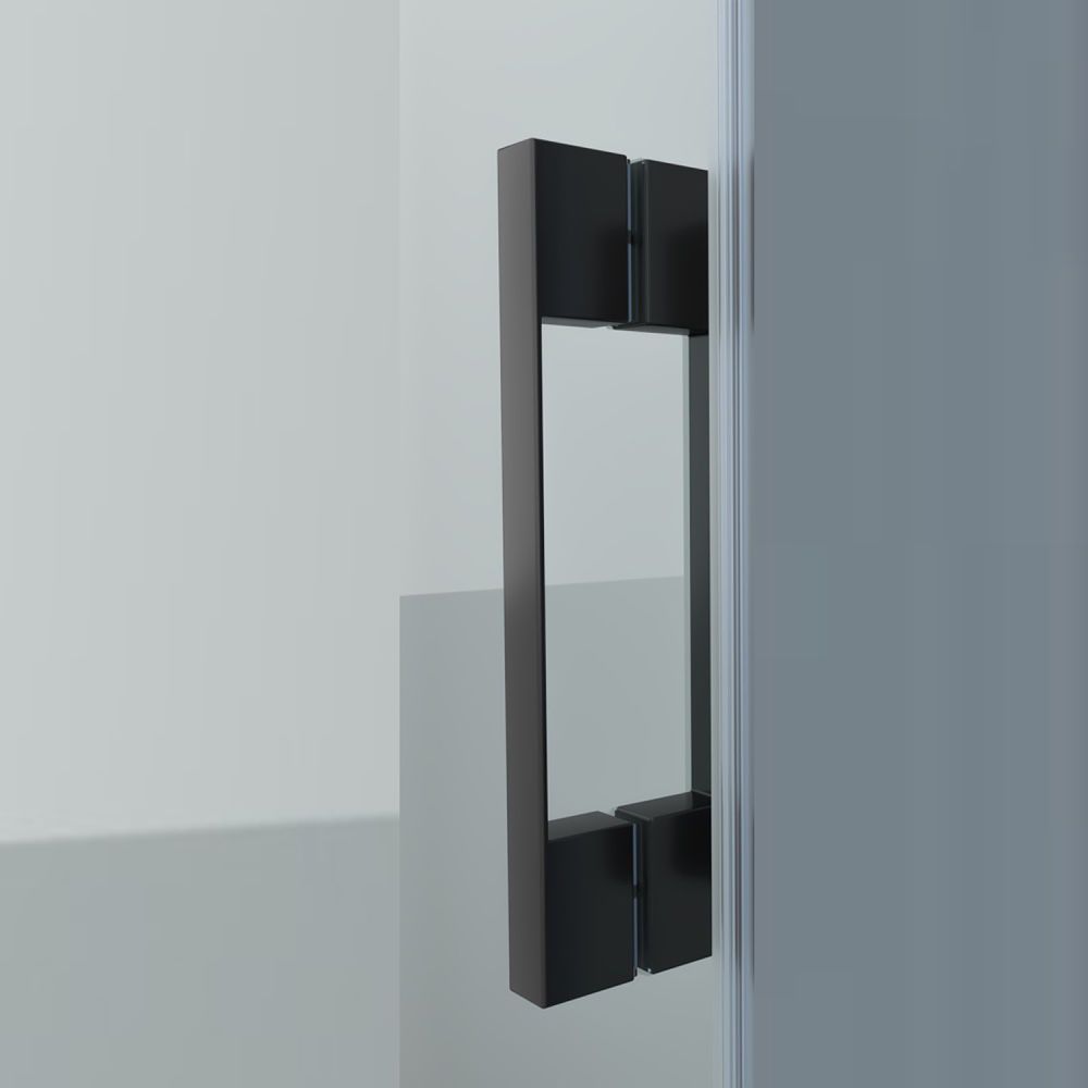 Resguardo de duche frontal FLARE 2 fixas -2 portas de correr com decoração industrial. Sem perfil inferior. Com tratamento anti-calcário. Acabamento PRETO MATE - Image 4