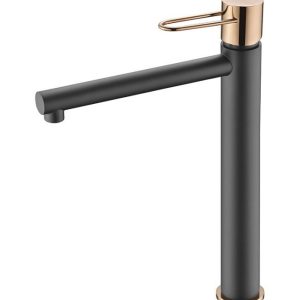 Torneira de lavatório alta Milos preto ouro rosa [ VAROBATH ]