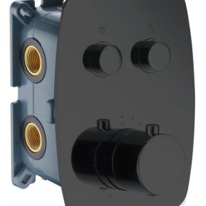 Torneira embutida termostática oval preta de 2 vias [ VAROBATH ]